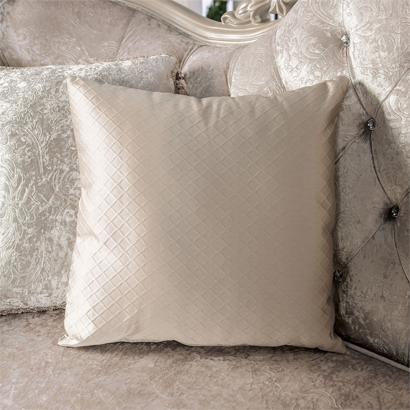 Furniture of America Jansing 3-Piece Solid Wood Tufted Sofa Set in Off White