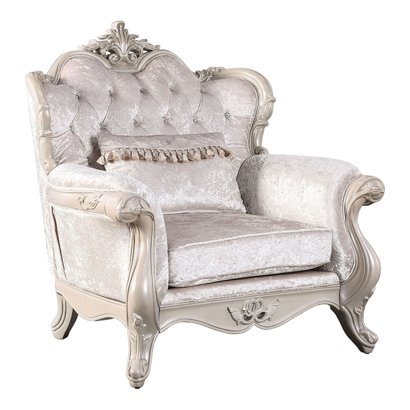 Furniture of America Jansing 3-Piece Solid Wood Tufted Sofa Set in Off White