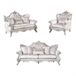 Furniture of America Jansing 3-Piece Solid Wood Tufted Sofa Set in Off White