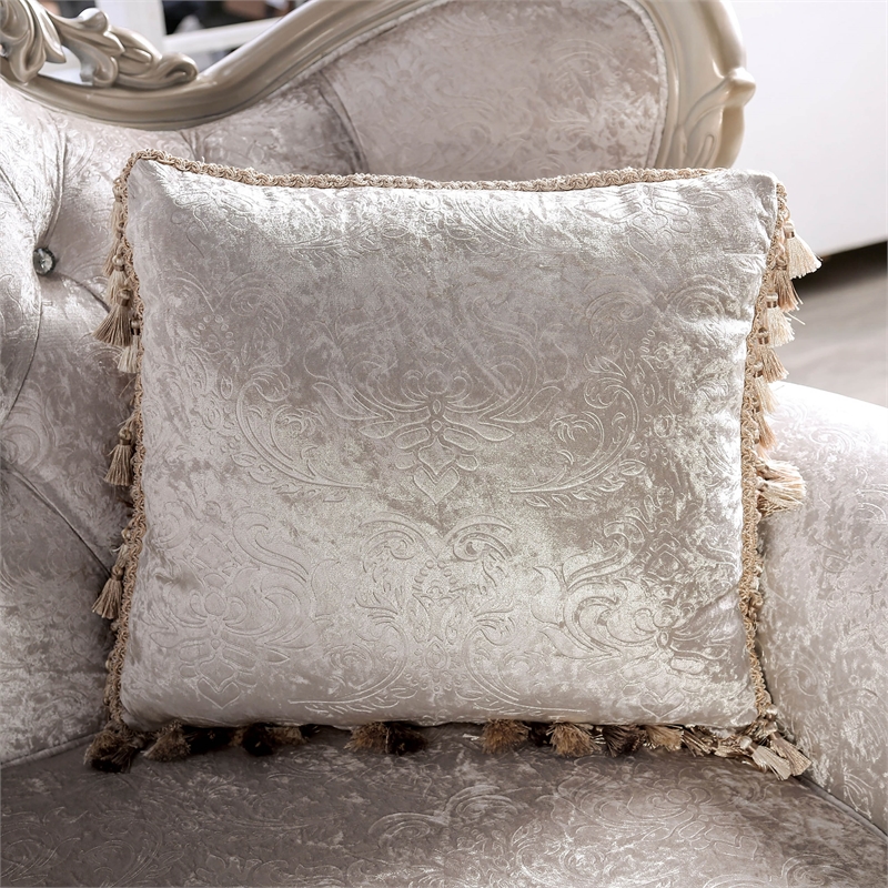 Furniture of America Jansing Solid Wood Button Tufted Loveseat in Off White