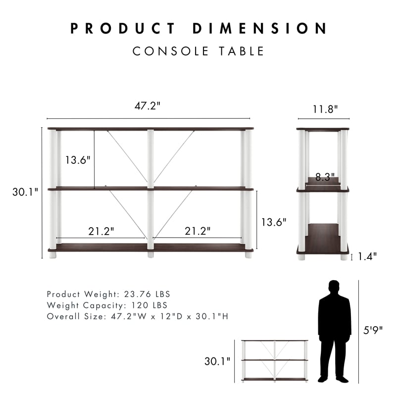 Furniture of America Seni 3-Tier 47-Inch Shelves Wood Open Bookcase in Espresso