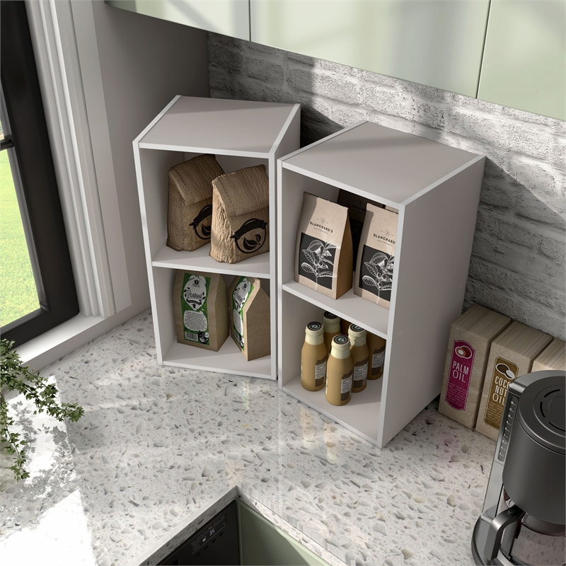 Furniture of America Seni Stackable Wood 2-Cube Bookcase in Gray