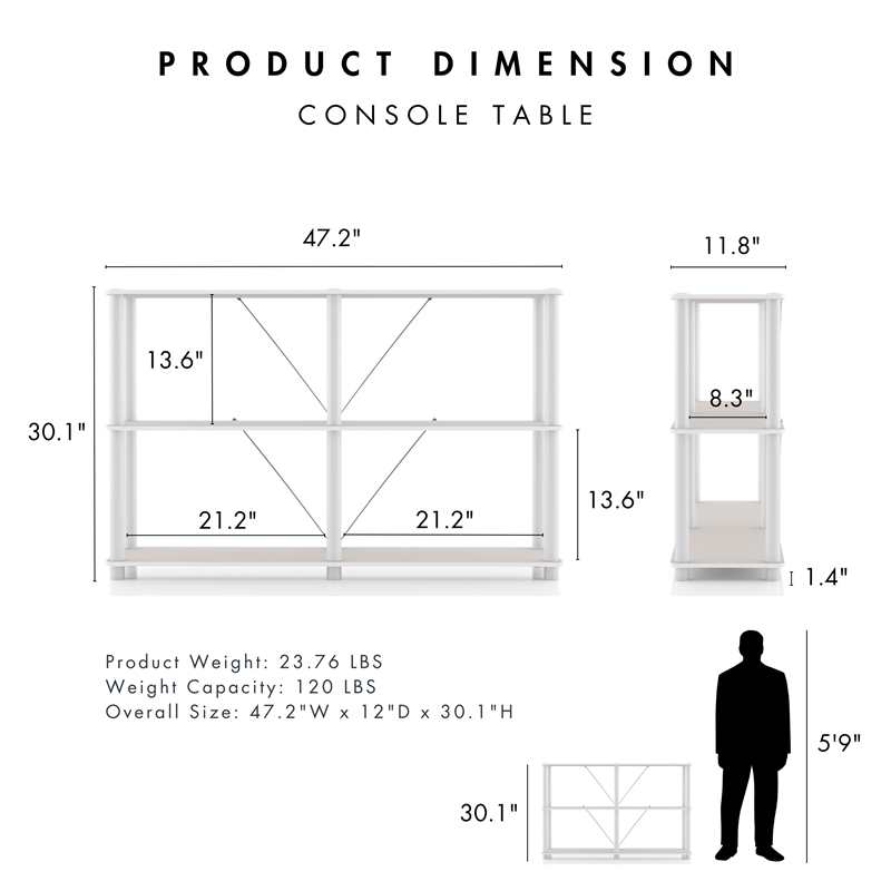 Furniture of America Seni 3-Tier 47-Inch Shelves Wood Open Bookcase in Gray