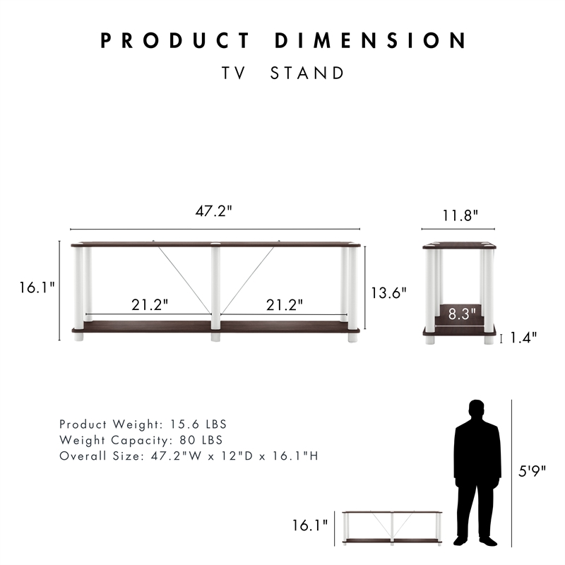 Furniture of America Seni 2-Tier 47-Inch Shelves Wood Open Bookcase in Espresso