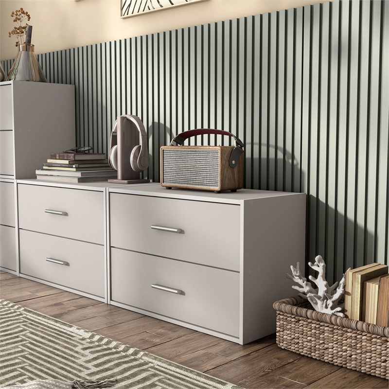Furniture of America Seni Stackable Wood 2-Drawer Bookcase in Gray