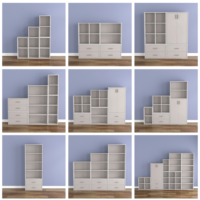 Furniture of America Seni Stackable Wood 2-Shelf Bookcase in Gray