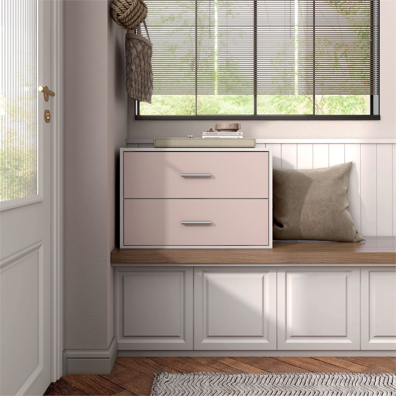 Furniture of America Seni Stackable Wood 2-Drawer Bookcase in Light Pink