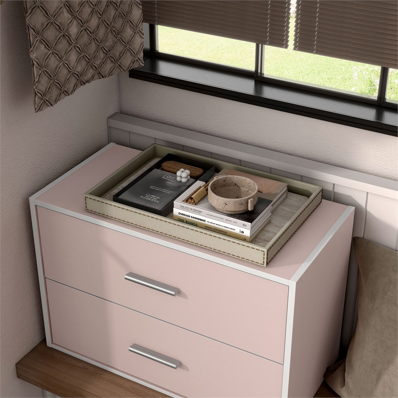 Furniture of America Seni Stackable Wood 2-Drawer Bookcase in Light Pink
