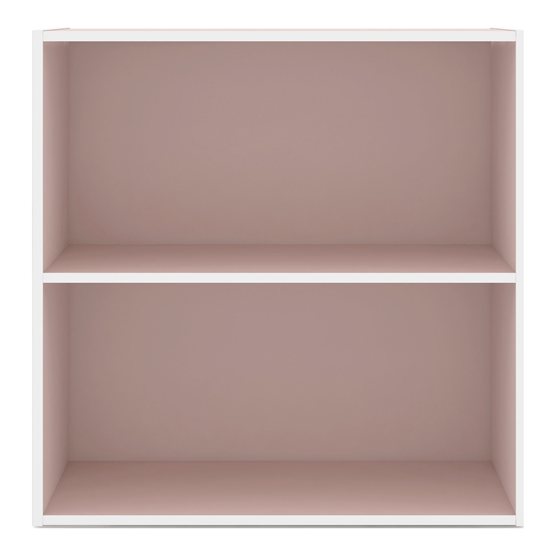 Furniture of America Seni Stackable Wood 2-Shelf Bookcase in Light Pink