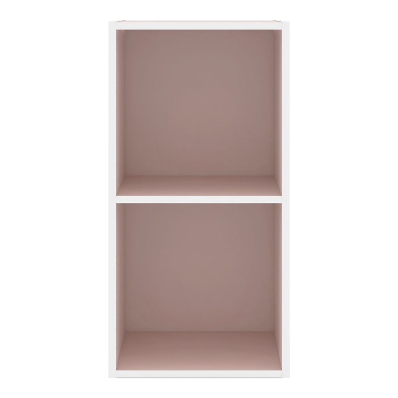Furniture of America Seni Stackable Wood 2-Cube Bookcase in Light Pink