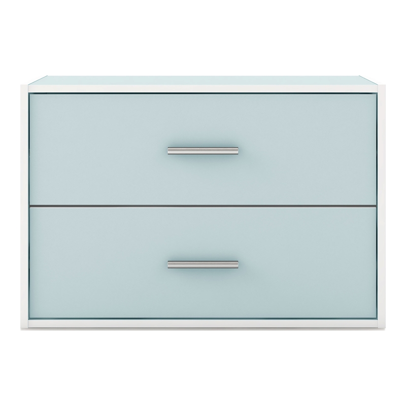 Furniture of America Seni Stackable Wood 2-Drawer Bookcase in Light Blue