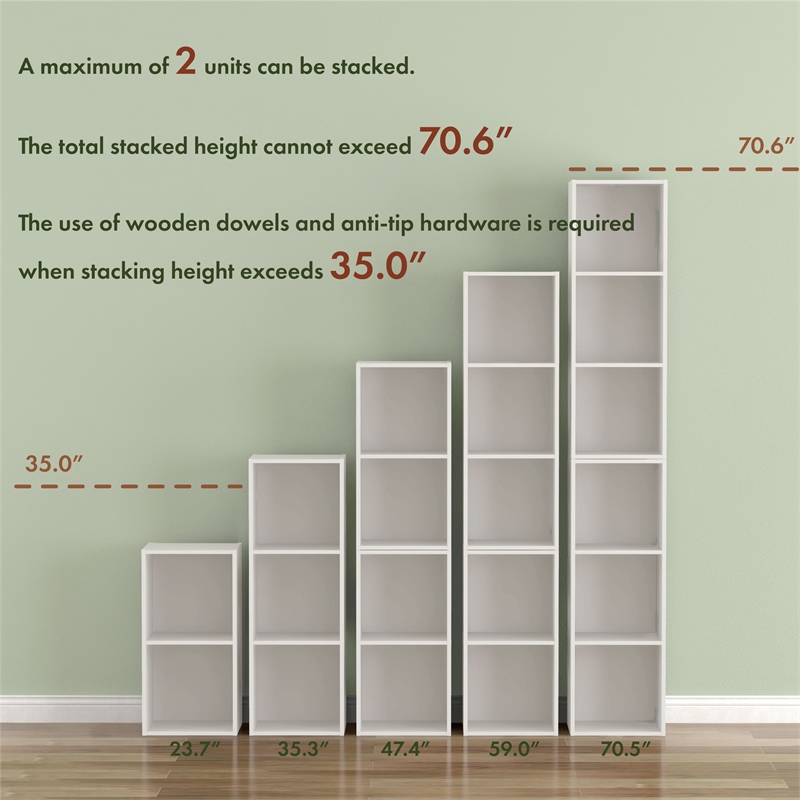 Furniture of America Seni Stackable Wood 2-Shelf Bookcase in Light Blue