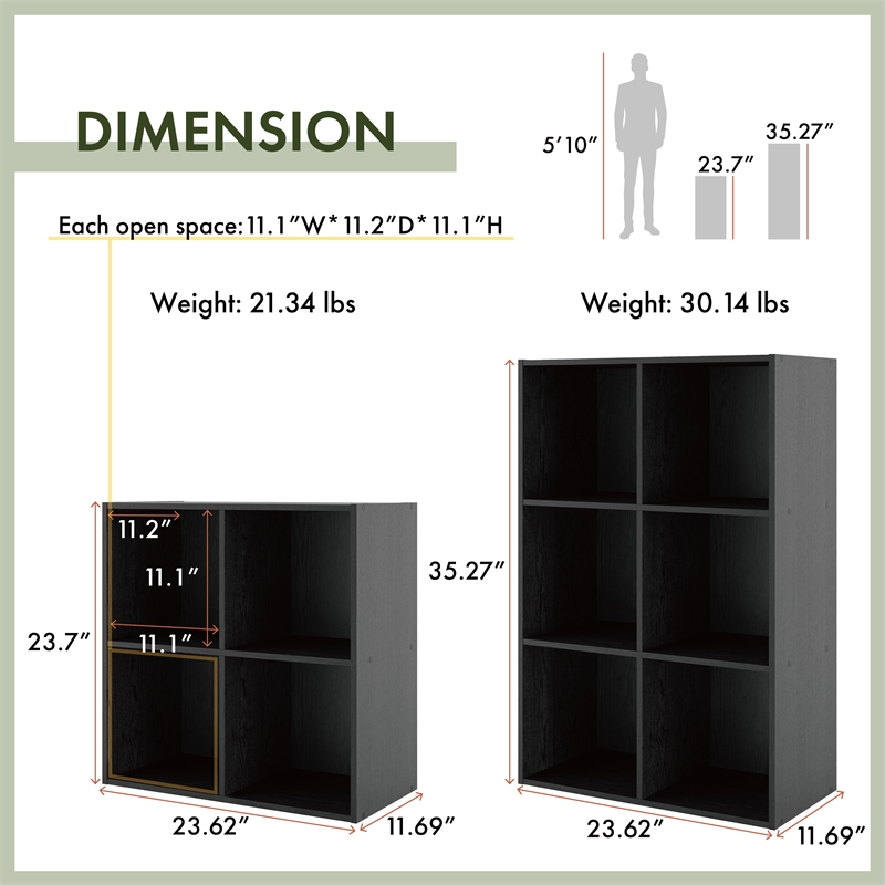 Furniture of America Seni Stackable Wood 6-Cube Bookcase in Black