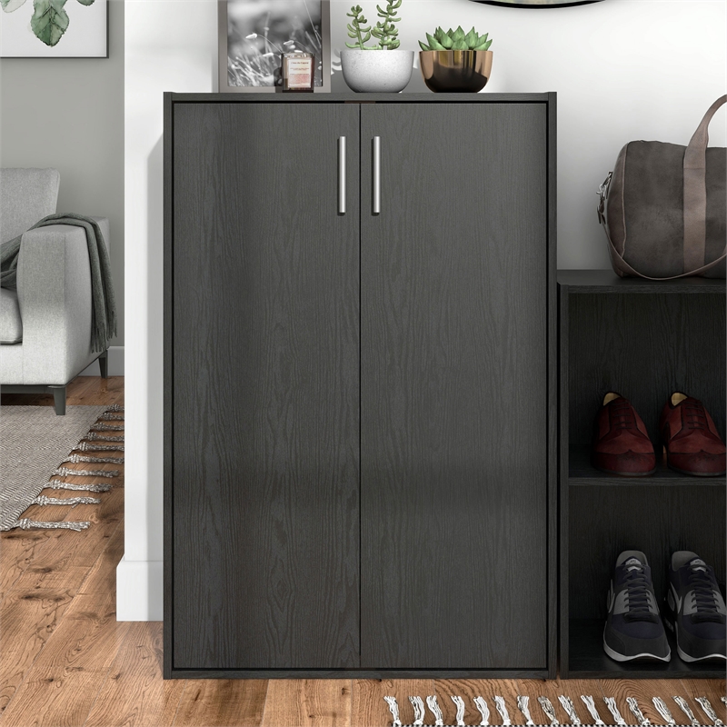 Furniture of America Seni Stackable Wood 3-Shelf Black Bookcase with Door