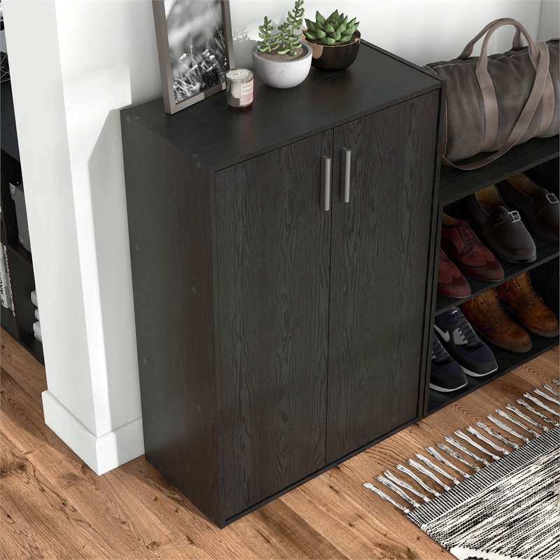 Furniture of America Seni Stackable Wood 3-Shelf Black Bookcase with Door