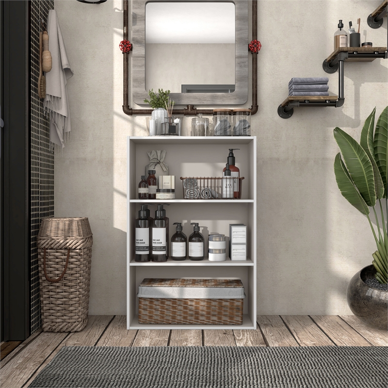 Furniture of America Seni Stackable Wood 3-Shelf Bookcase in Gray