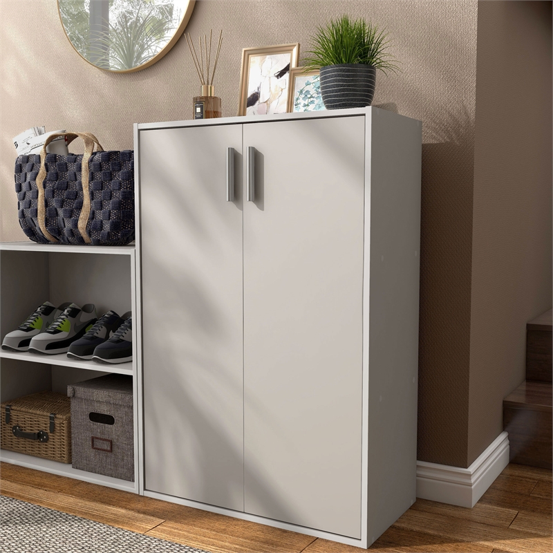Furniture of America Seni Stackable Wood 3-Shelf Gray Bookcase with Door