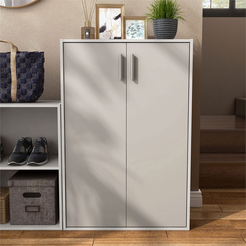 Furniture of America Seni Stackable Wood 3-Shelf Gray Bookcase with Door
