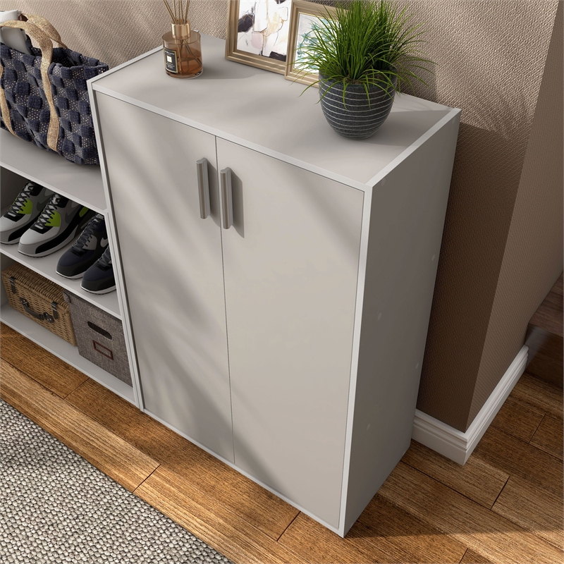 Furniture of America Seni Stackable Wood 3-Shelf Gray Bookcase with Door