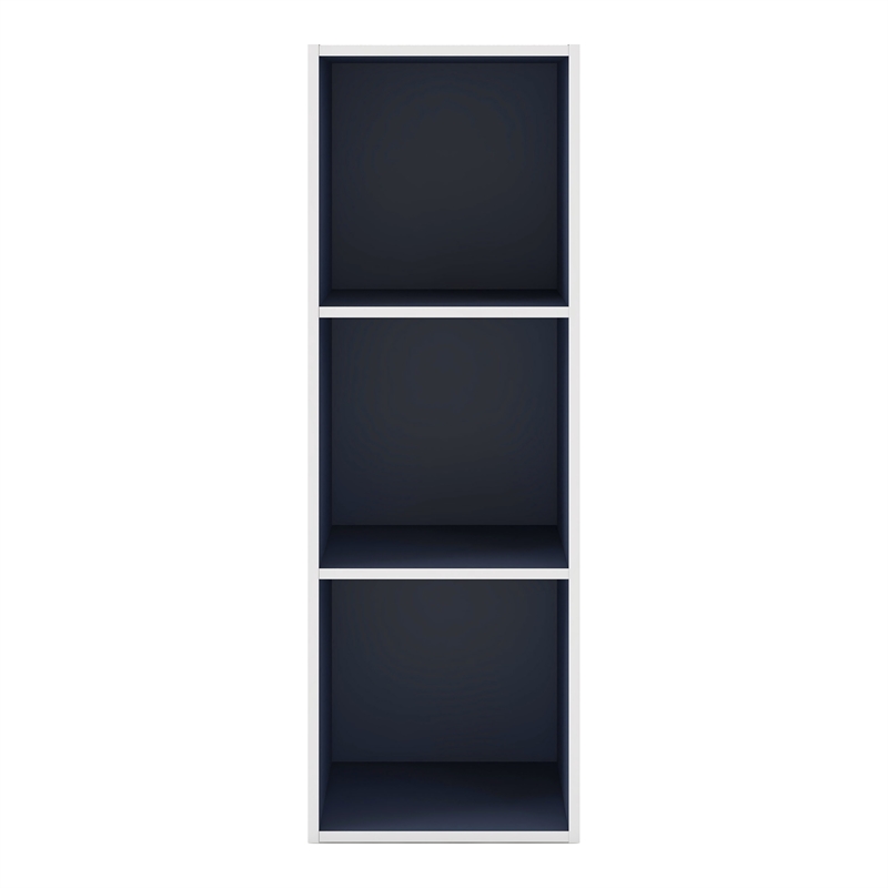 Furniture of America Seni Stackable Wood 3-Cube Bookcase in Steel Blue