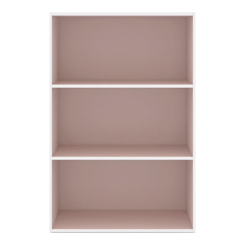 Furniture of America Seni Stackable Wood 3-Shelf Bookcase in Light Pink