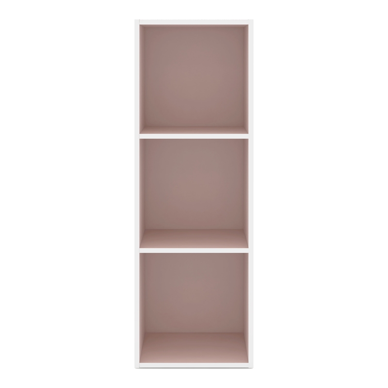Furniture of America Seni Stackable Wood 3-Cube Bookcase in Light Pink
