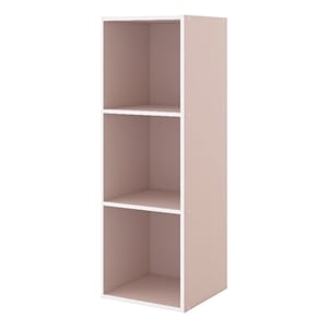 Furniture of America Seni Stackable Wood 3-Cube Bookcase in Light Pink