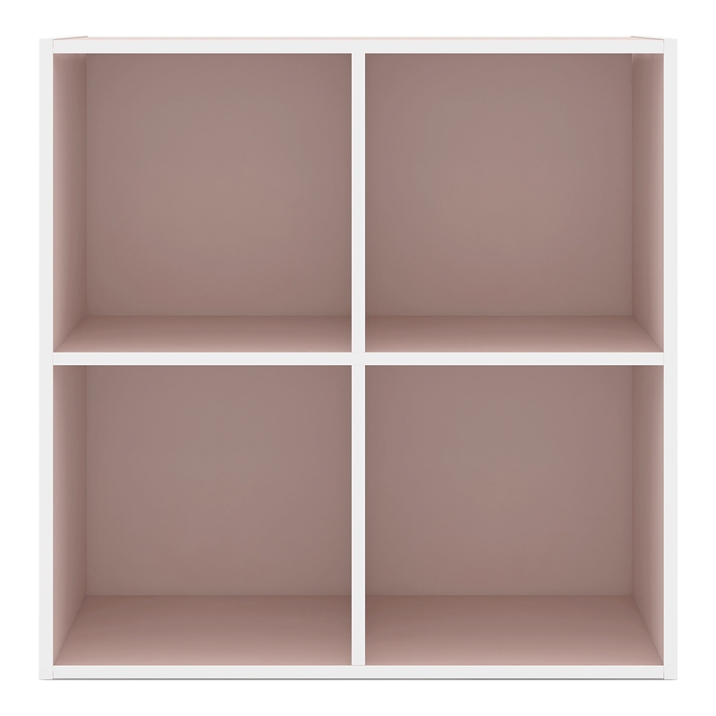 Furniture of America Seni Stackable Wood 4-Cube Bookcase in Light Pink