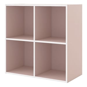 Furniture of America Seni Stackable Wood 4-Cube Bookcase in Light Pink