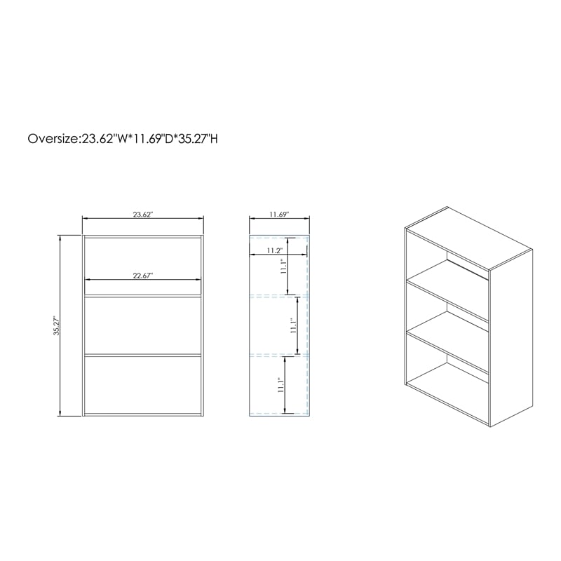 Furniture of America Seni Stackable Wood 3-Shelf Bookcase in Light Blue