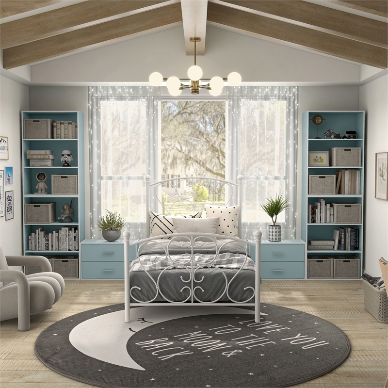 Furniture of America Seni Stackable Wood 3-Shelf Bookcase in Light Blue