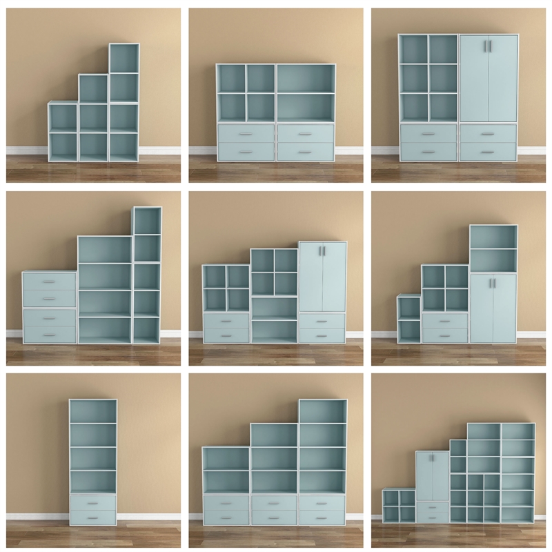 Furniture of America Seni Stackable Wood 3-Shelf Bookcase in Light Blue