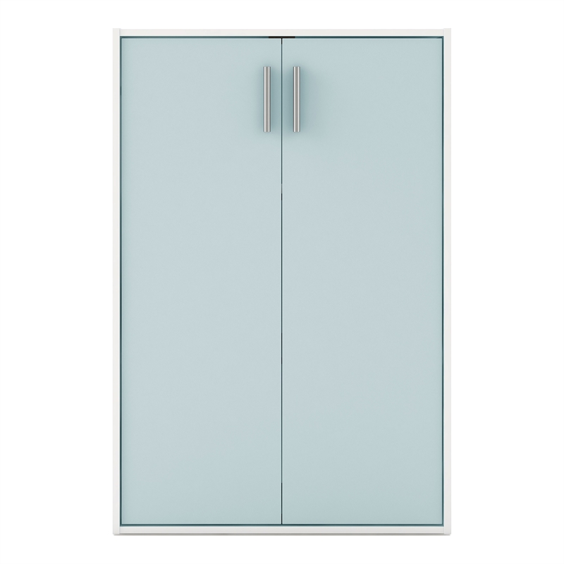 Furniture of America Seni Stackable Wood 3-Shelf Light Blue Bookcase with Door