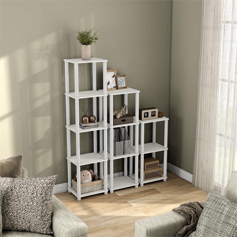 Furniture of America Seni 5-Tier 15-Inch Shelves Wood Open Bookcase in White