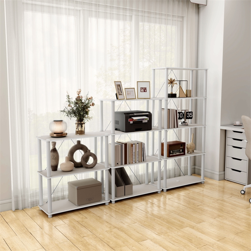 Furniture of America Seni 4-Tier 27-Inch Shelves Wood Open Bookcase in Gray