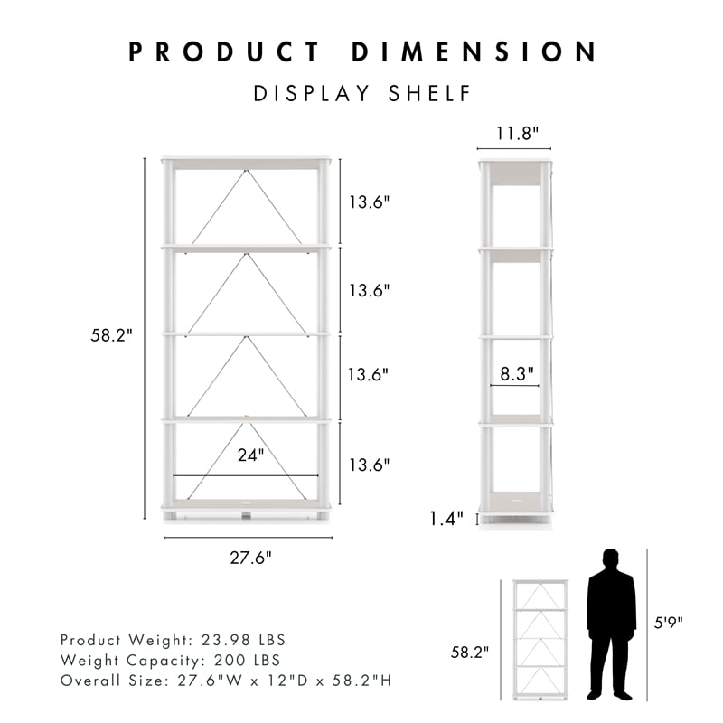Furniture of America Seni 5-Tier 27-Inch Shelves Wood Open Bookcase in Gray