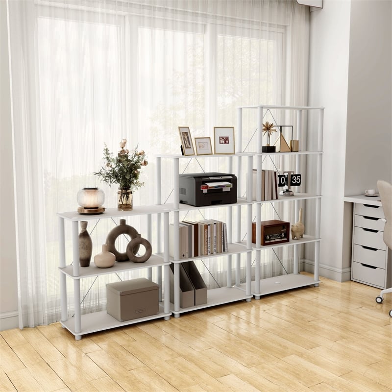 Furniture of America Seni 5-Tier 27-Inch Shelves Wood Open Bookcase in Gray