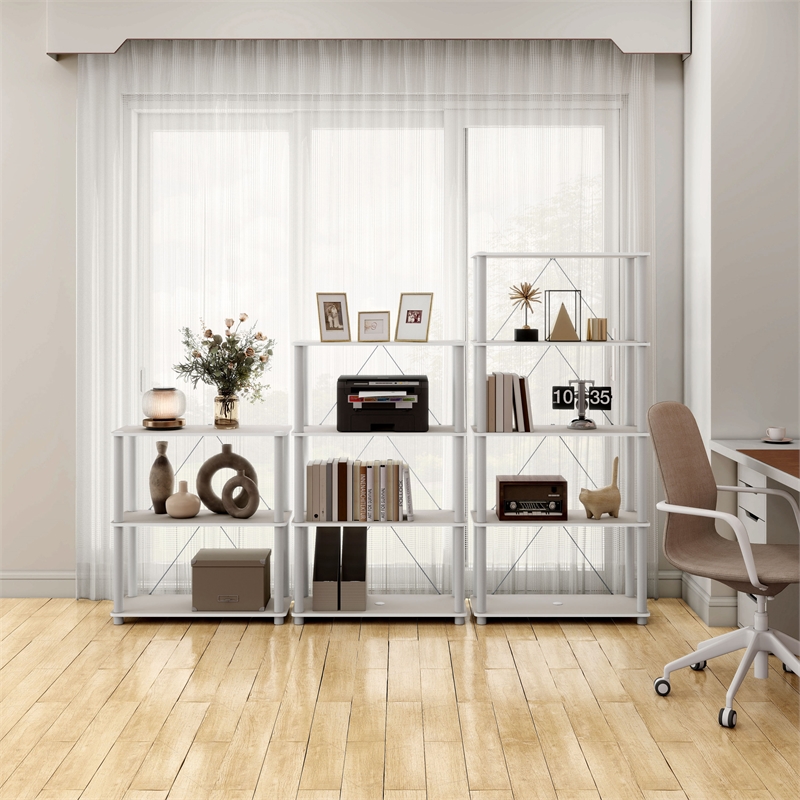 Furniture of America Seni 5-Tier 27-Inch Shelves Wood Open Bookcase in Gray