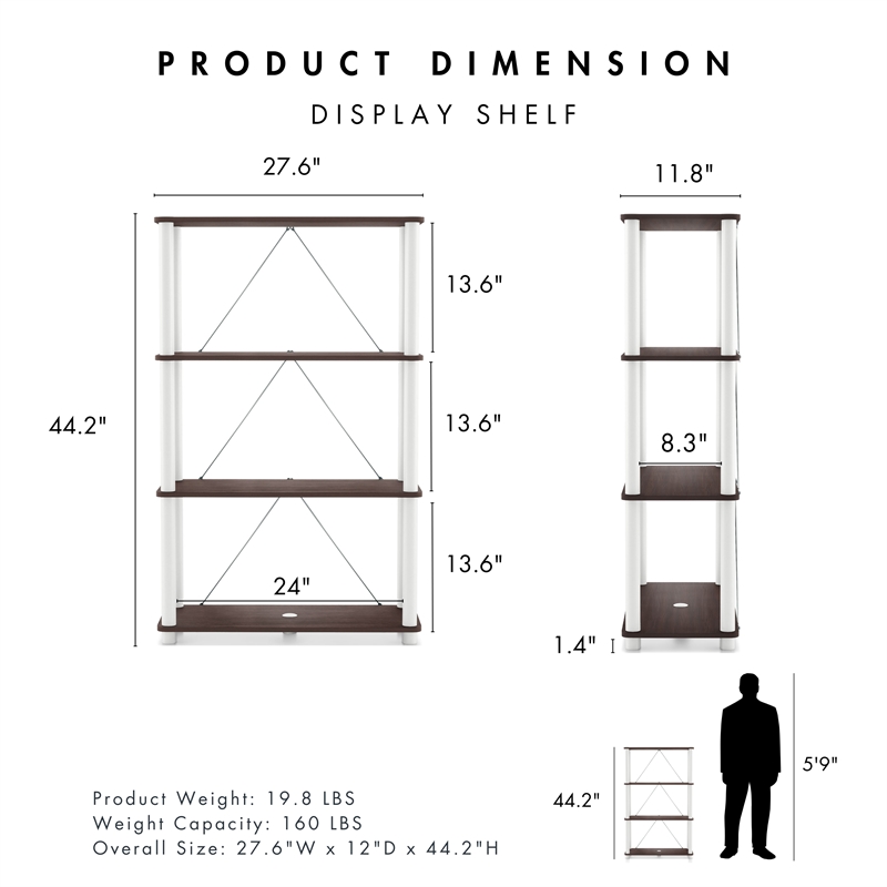 Furniture of America Seni 4-Tier 27-Inch Shelves Wood Open Bookcase in Espresso
