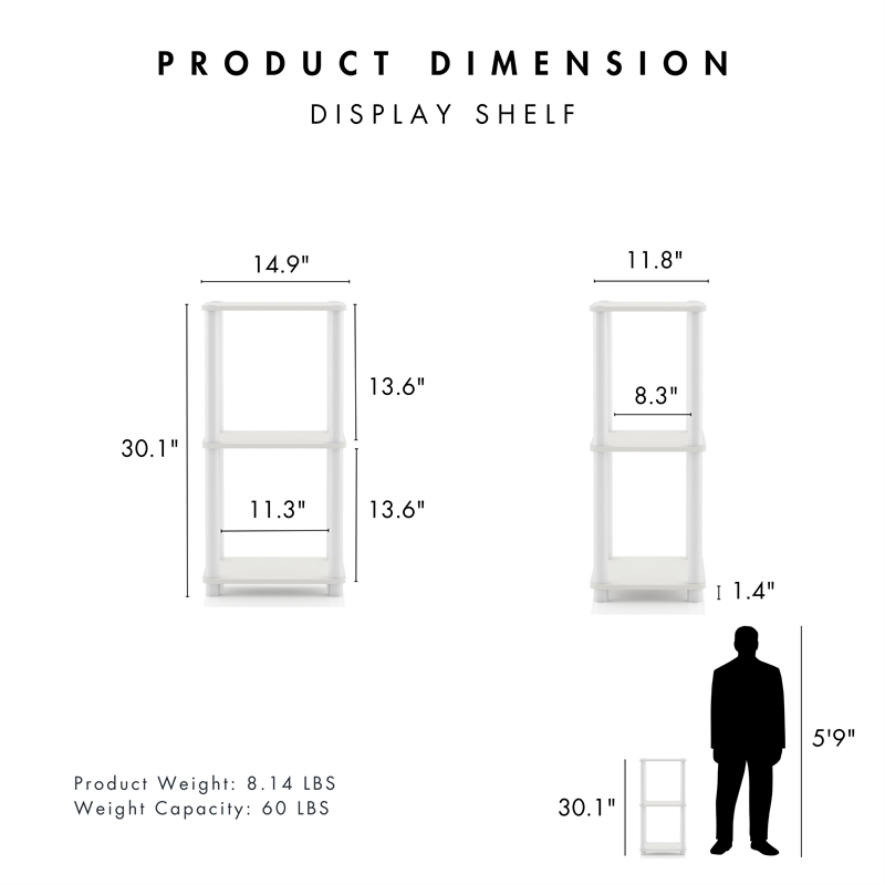 Furniture of America Seni 3-Tier 15-Inch Shelves Wood Open Bookcase in White