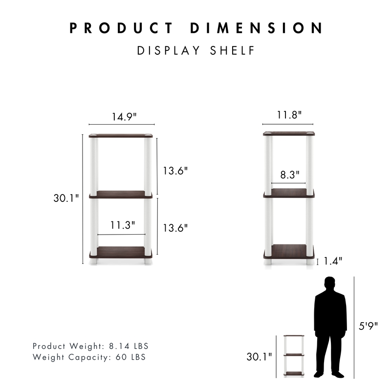 Furniture of America Seni 3-Tier 15-Inch Shelves Wood Open Bookcase in Espresso