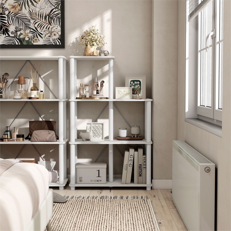 Furniture of America Seni 5-Cube Shelves Wood Open Bookcase in White