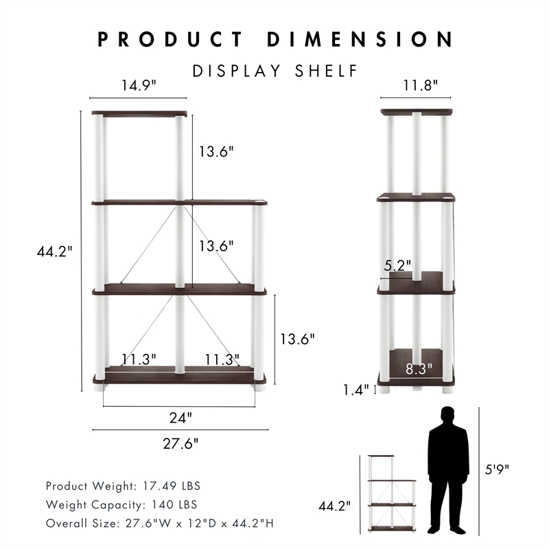 Furniture of America Seni 5-Cube Shelves Wood Open Bookcase in Espresso