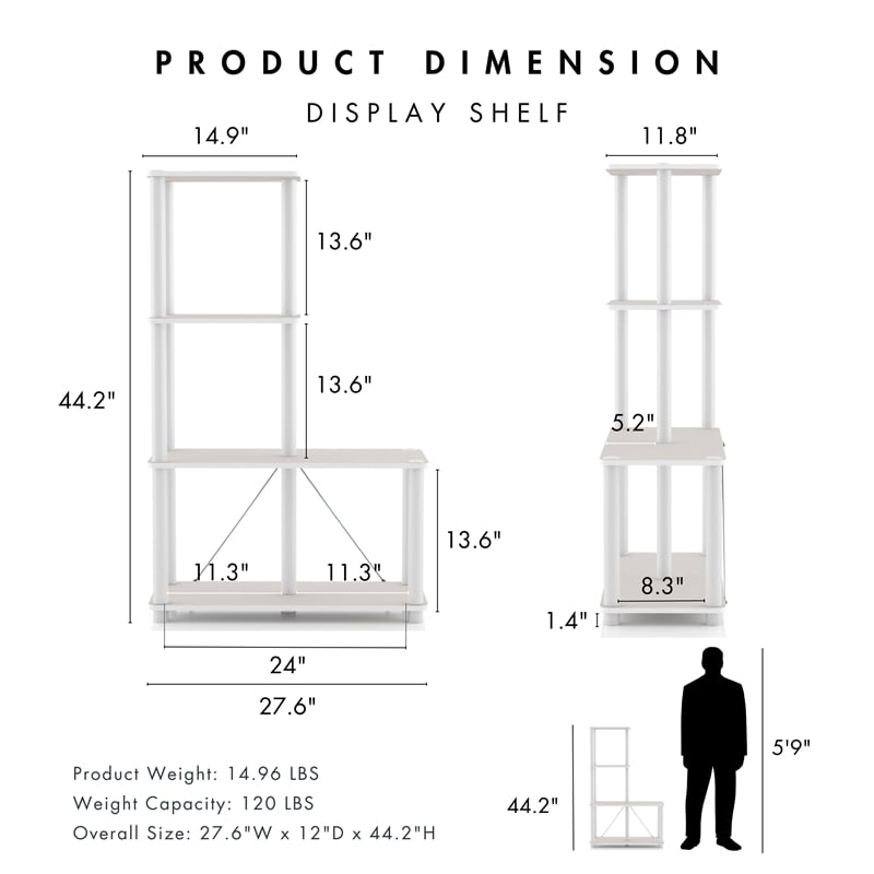 Furniture of America Seni 4-Cube Shelves Wood Open Bookcase in Gray