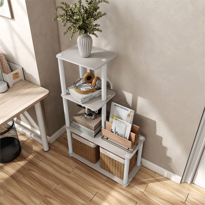 Furniture of America Seni 4-Cube Shelves Wood Open Bookcase in Gray