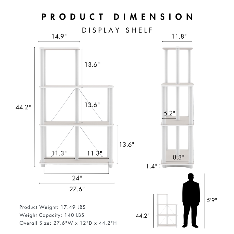 Furniture of America Seni 5-Cube Shelves Wood Open Bookcase in Gray