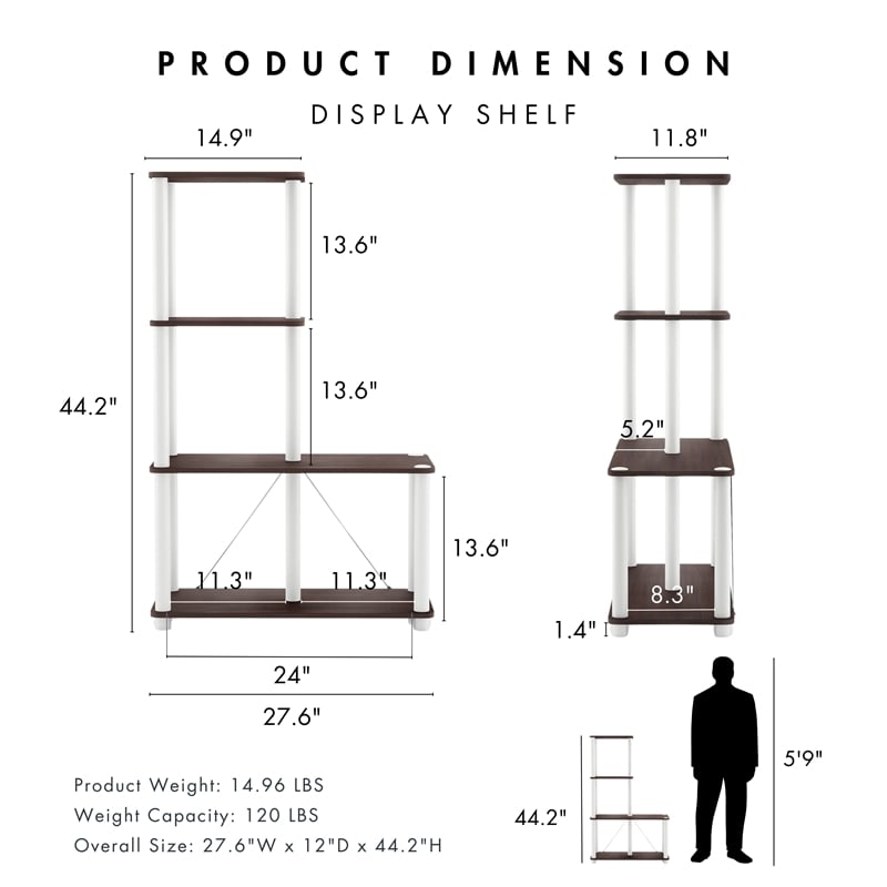 Furniture of America Seni 4-Cube Shelves Wood Open Bookcase in Espresso