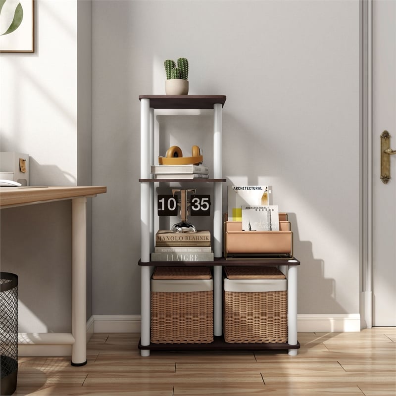 Furniture of America Seni 4-Cube Shelves Wood Open Bookcase in Espresso