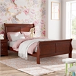 Furniture of America Arabella Wood Sleigh Panel Full Bed in Cherry