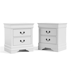 Furniture of America Arabella Wood White 2-Drawer Nightstands (Set of 2)